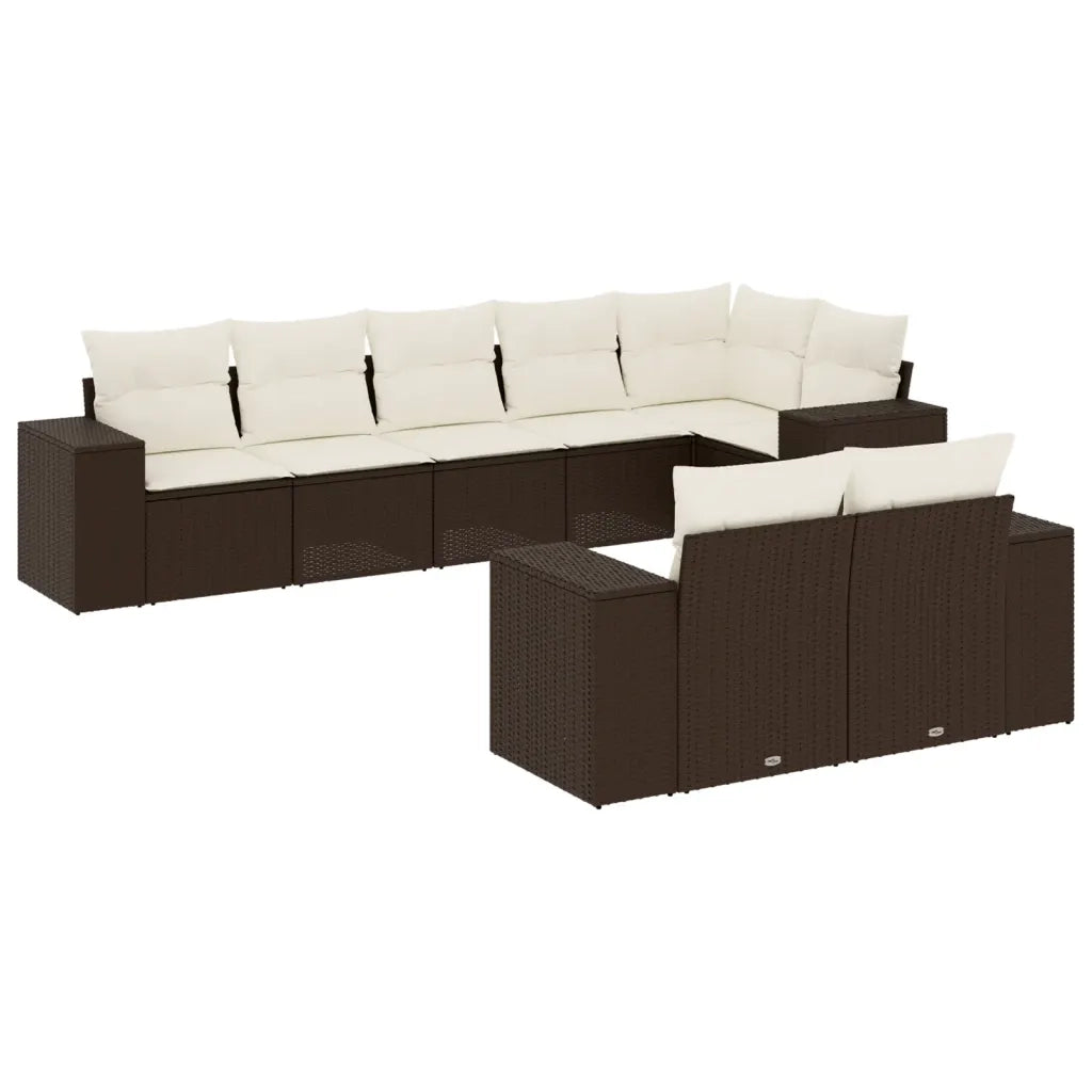 Set Divani da Giardino 8 pz con Cuscini Marrone in Polyrattan 3222822