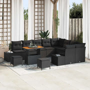 Set Divano da Giardino con cuscino 12 pcs Nero polyrattan 3362824