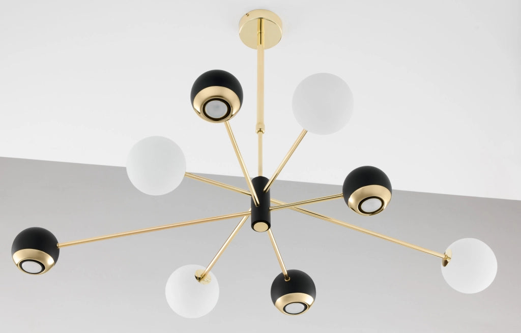 Lampada a sospensione MOKA Jupiter oro/nero 8 luci G9+GU10