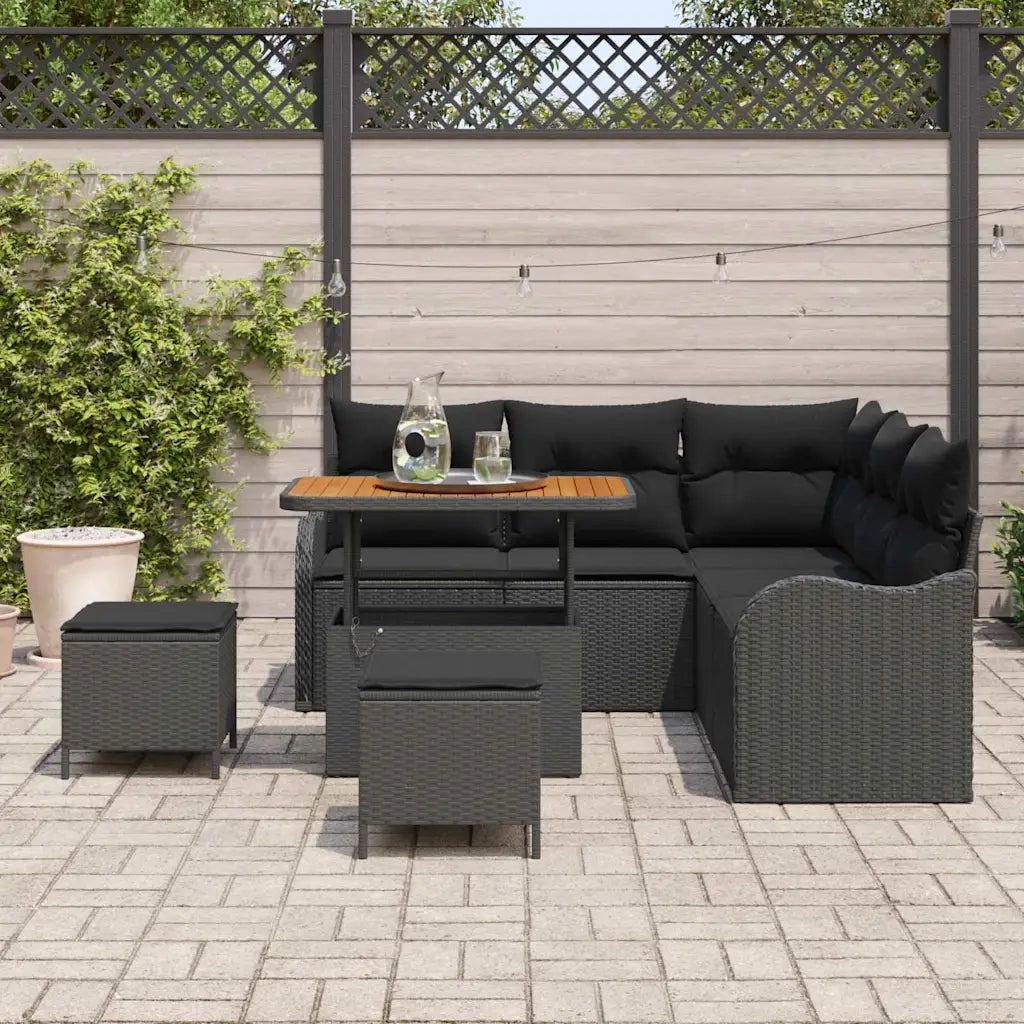Set Divano da Giardino con cuscino con archiviazione 8 pcs Nero 3364214