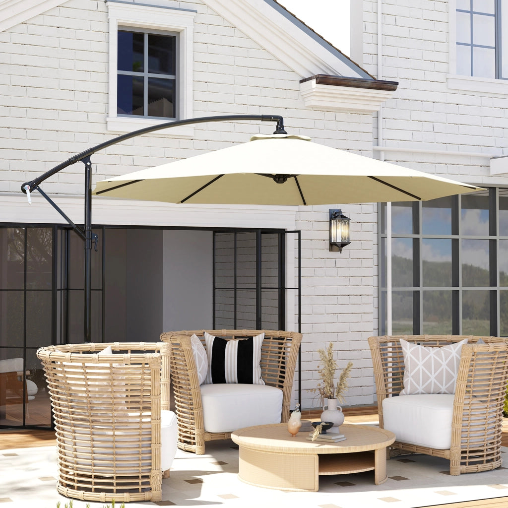 Ombrellone Decentrato da Giardino ¨C Xylo ¨C Metallo e Poliestere 3x2.5m Beige con Base a Croce