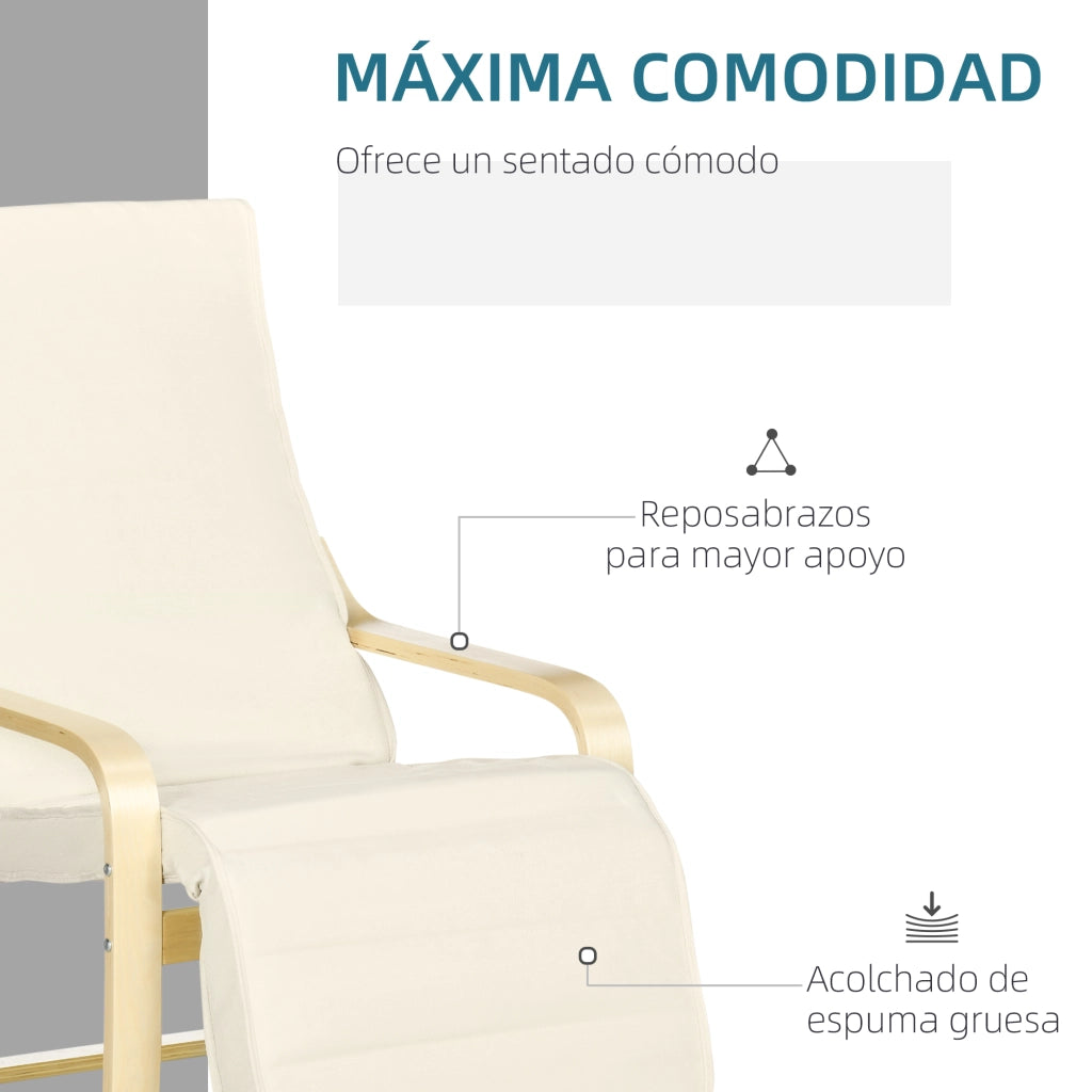 Poltrona Relax con Poggiapiedi Regolabile ¨C Minimal ¨C Tessuto Crema 66,5x94x100cm