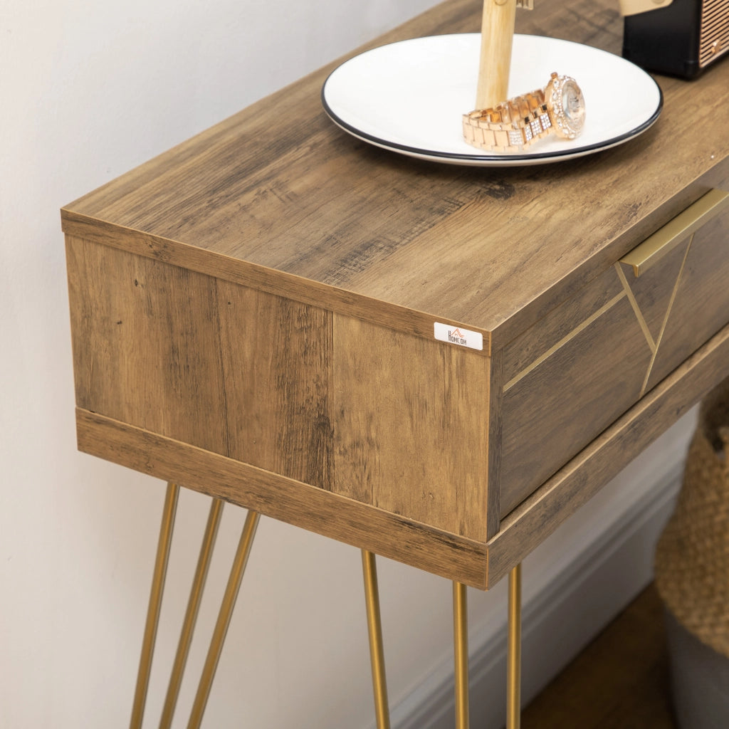 Consolle Ingresso con 2 Cassetti e Ripiano Aperto ¨C Minimal ¨C Legno e Bronce 120x29x79 cm