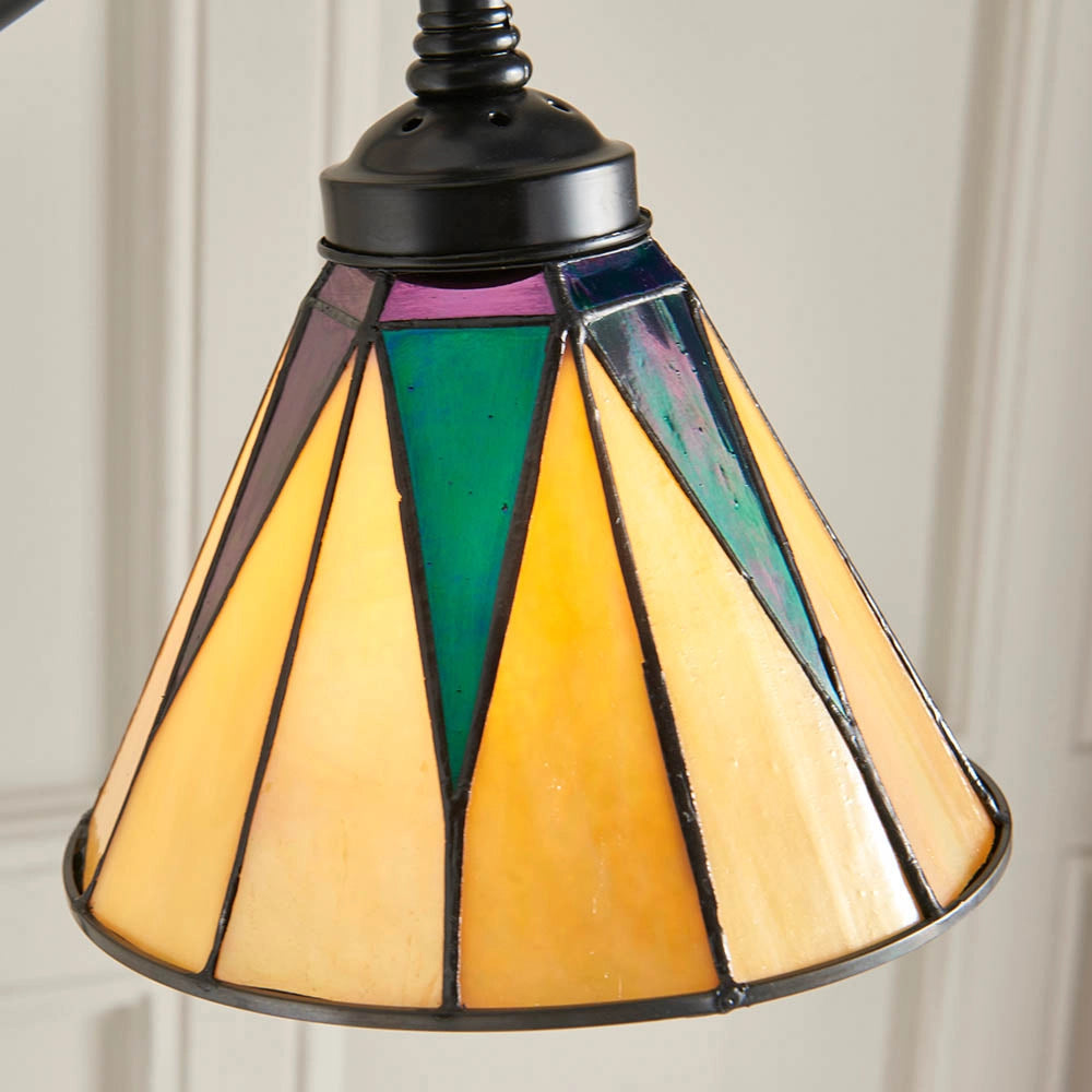 Lampada da terra Tiffany vetrata DARK STAR nera 1xE14 40W