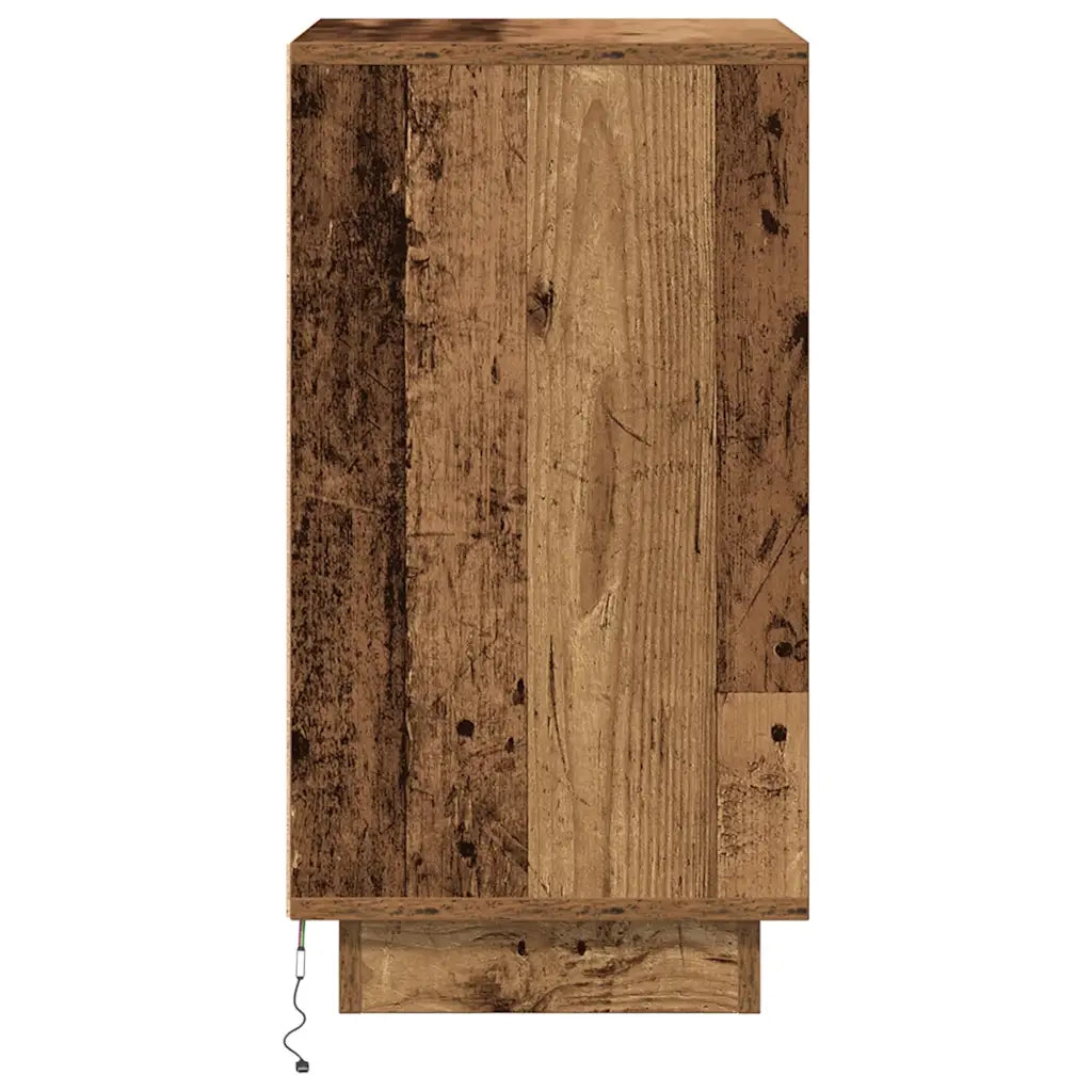 Comodino con Luci LED Legno Antico 38x34x65 cm 861308