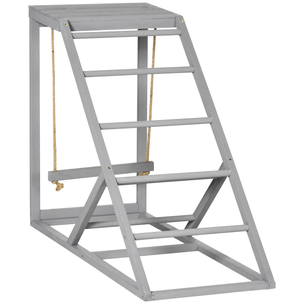 Posatoio in legno per galline con altalena e scala ¨C Xylo ¨C 96x40x71 cm grigio