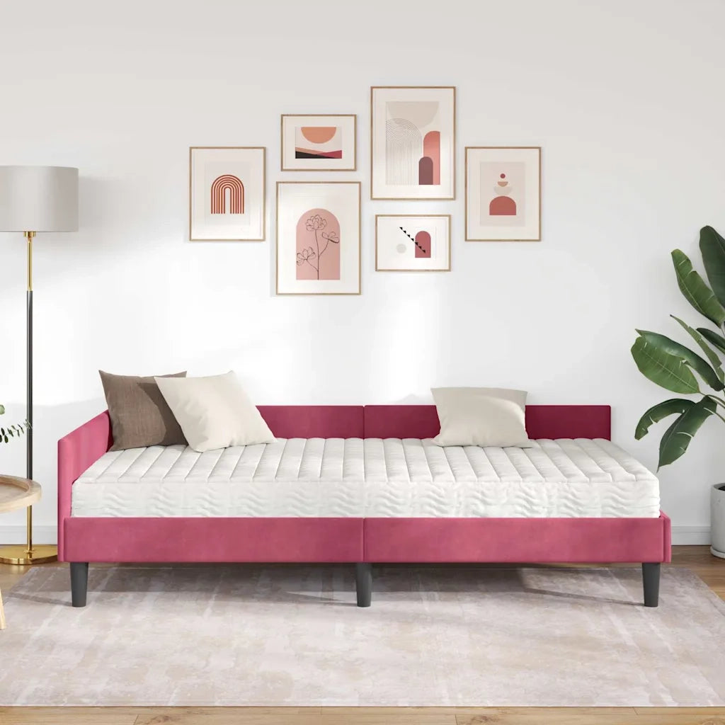 Struttura Letto Angolare con Materasso 2 pcs Verde Velluto