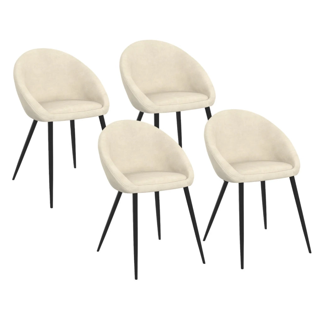 IDMarket - Set di 4 sedie da pranzo in velluto crema NAYA