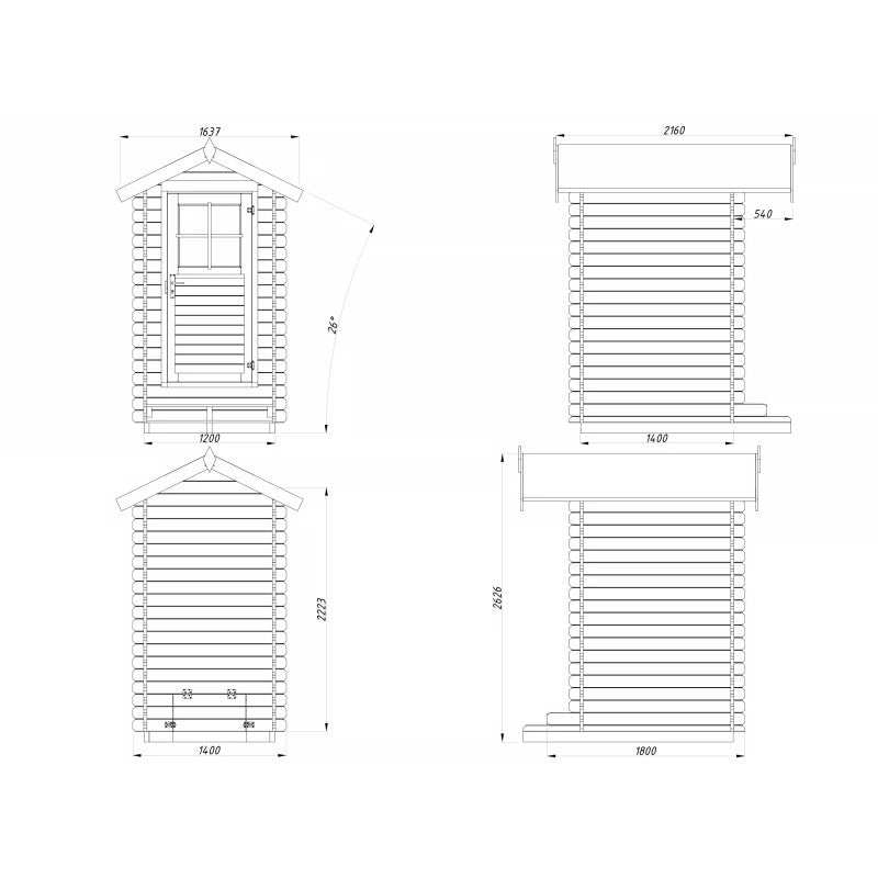 Casetta in legno Petteri 138x158 cm pareti 28 mm con pavimento incluso  Esterni da Vivere