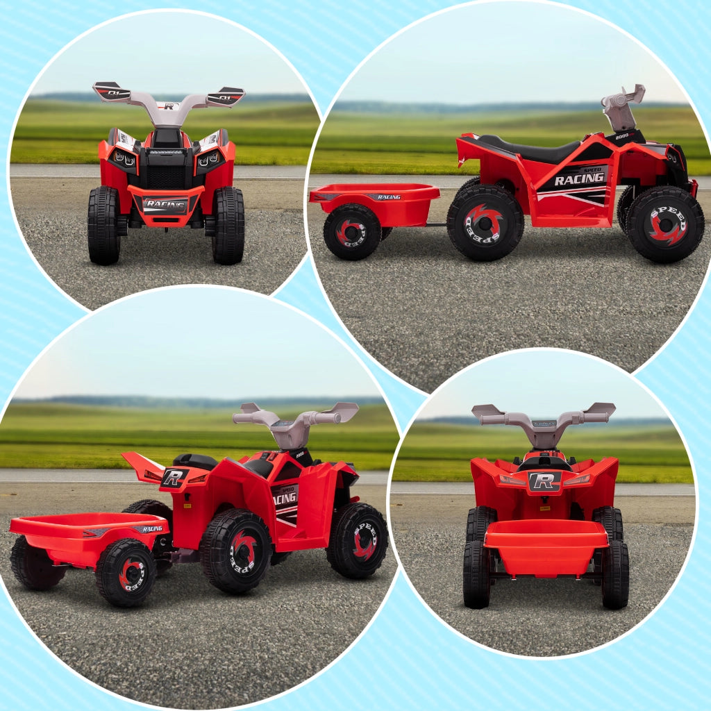 Quad elettrico per bambini con rimorchio ¨C zephmum ¨C 106x41,5x48,5 cm rosso