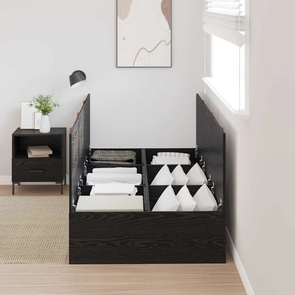 Struttura letto con contenitore Rovere Nero 90 x 190 cm 3335406