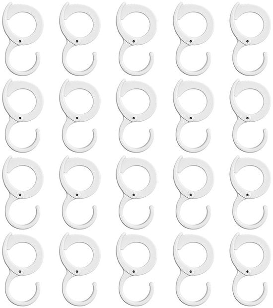 Set di 20 ganci a S di fissaggio automatico - per appendiabiti - appendiporta - appendicucina - progettazione sicura - materiale ecologico - Ganci
