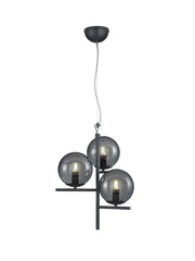 Lampada a sospensione 3 sfere, antracite e fumé, D 40 cm, Pure
