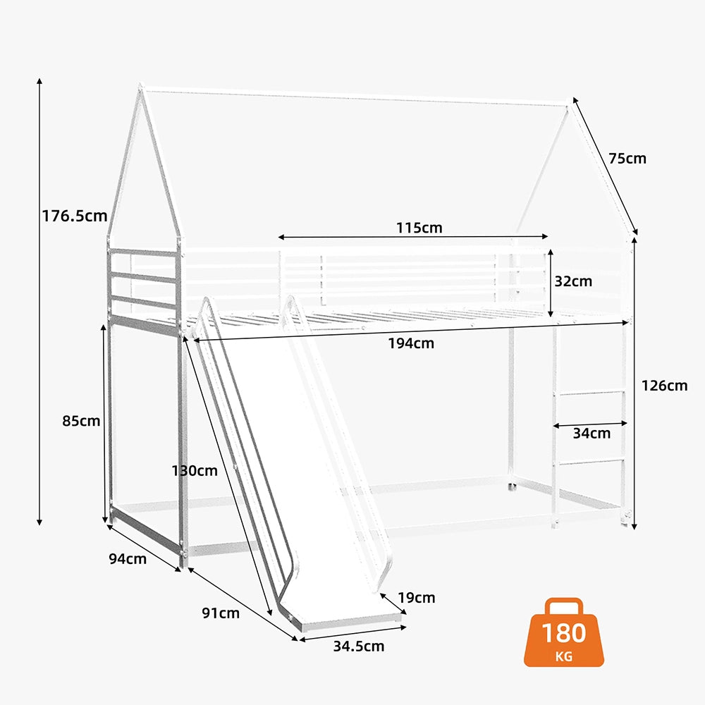 Letto a castello casa - Xylo - 90x200 cm con scivolo