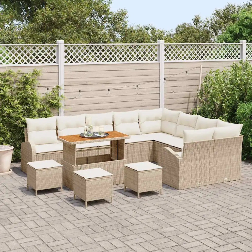 Set Divano da Giardino con cuscino 13 pcs Beige polyrattan 3362441