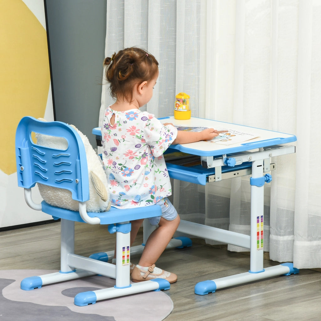 Scrivania Regolabile per Bambini con Sedia ¨C Minimal ¨C 66x47x77 cm Blu