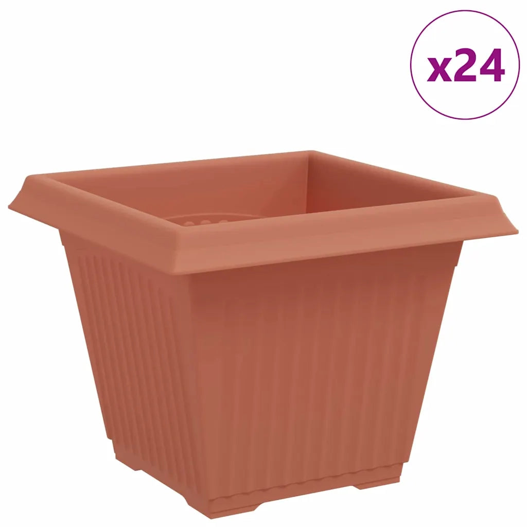 Fioriere | Cassetta per fiori | Vaso quadrato per fiori 24 pz Rosso Mattone 38 x 38 x 30 cm