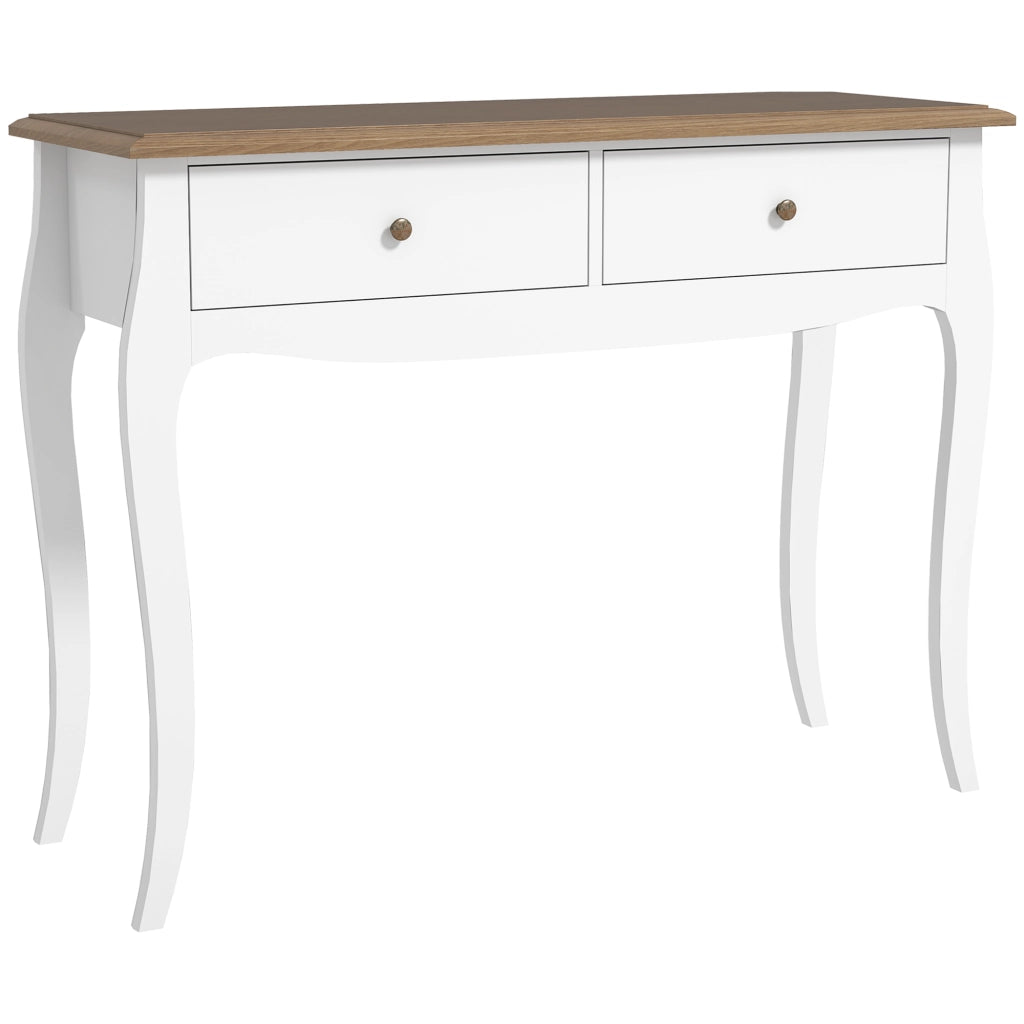 Tavolo console con 2 cassetti ¨C zephmum ¨C 100x35x76.5 cm bianco e marrone scuro