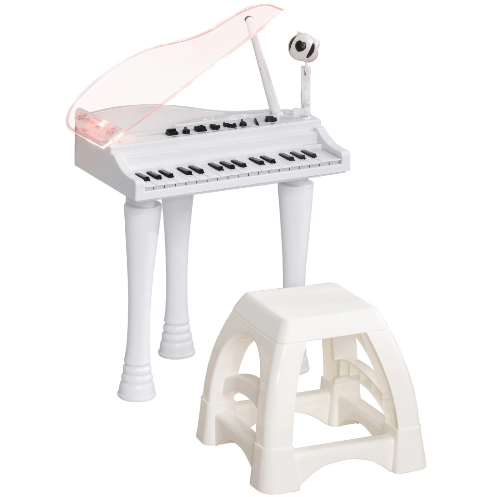 Piano Giocattolo per Bambini con Microfono e Luci ¨C Minimal ¨C 37x30.5x60.4 cm Bianco