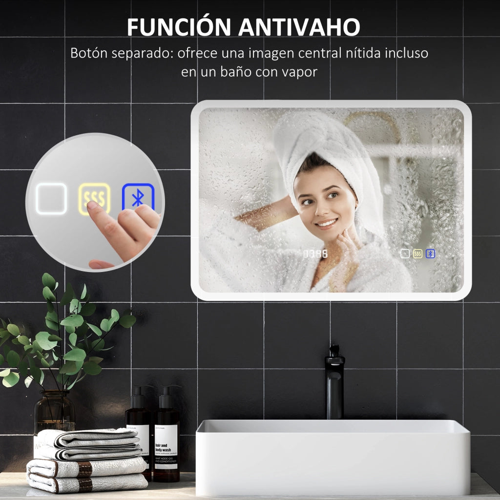 Specchio da Bagno con Luce LED ¨C Minimal ¨C Bianco 70x50 cm