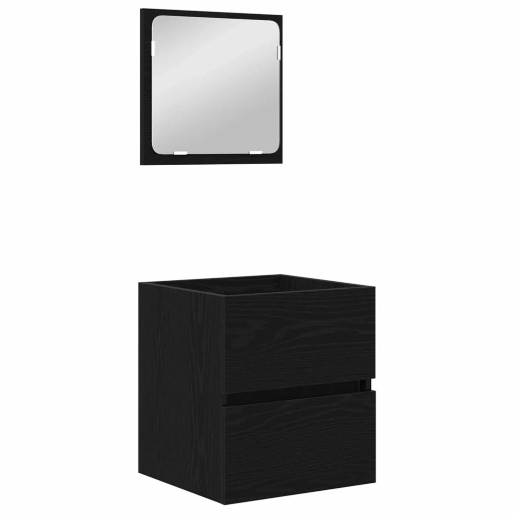 Set di mobili per il bagno 2 pcs Rovere Nero e Bianco