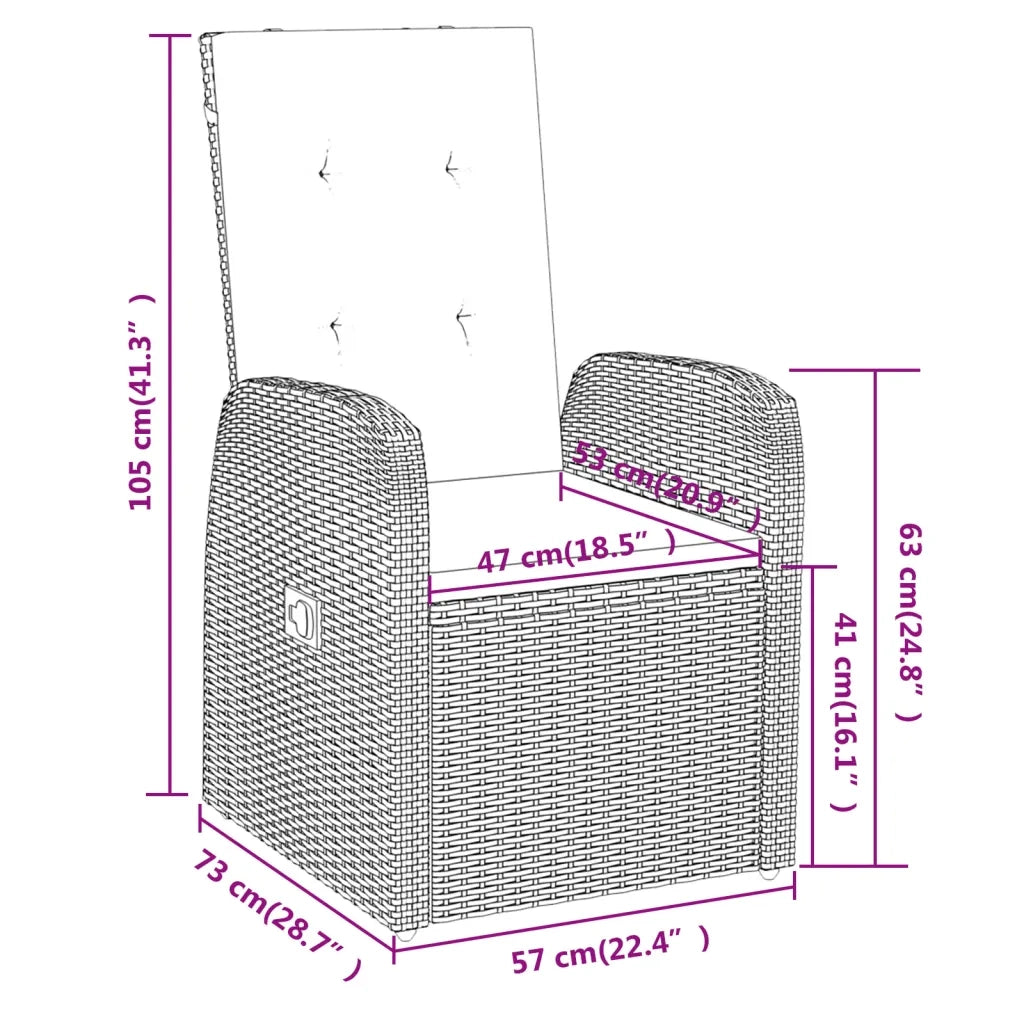Set da Pranzo da Giardino 9 pz con Cuscini Grigio 3099490