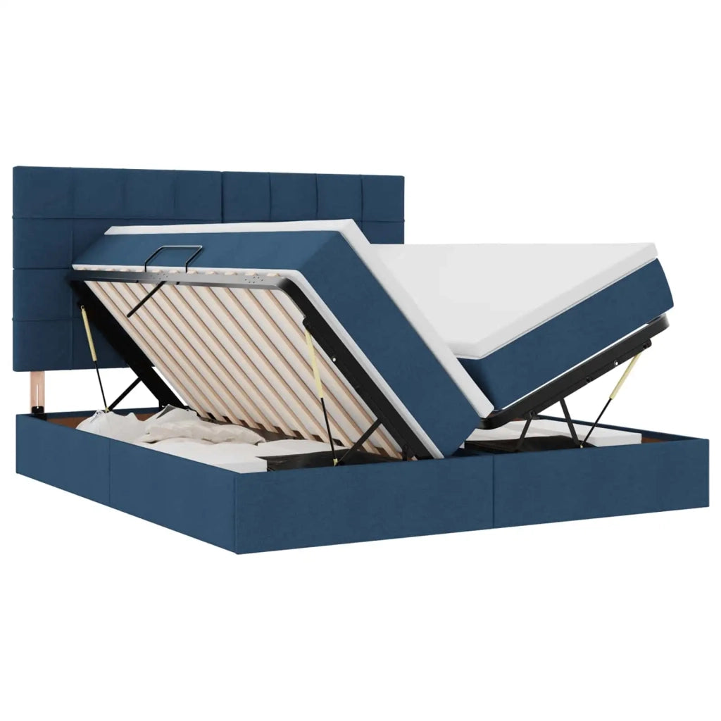 Letto con Contenitore Blu 180 x 200 cm Pelle Sintetica
