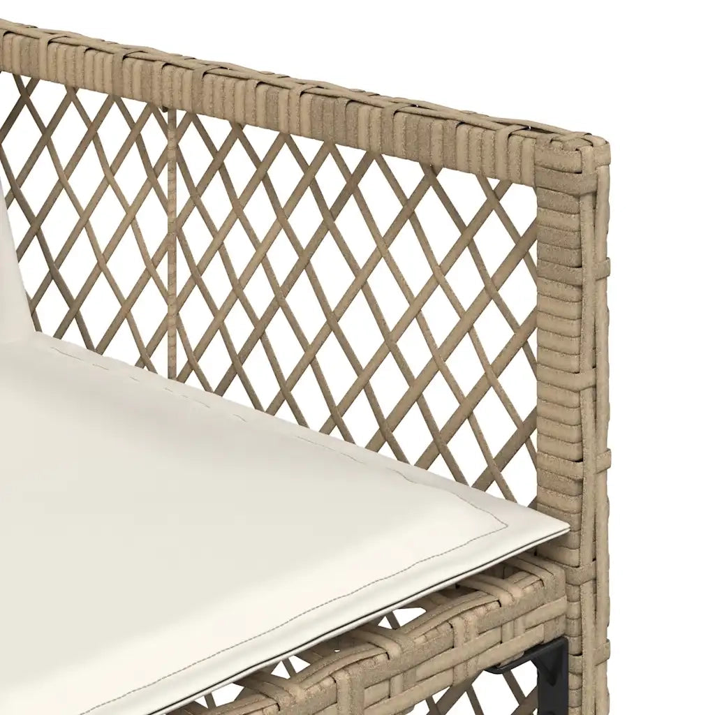 Set da Pranzo da Giardino 9 pz con Cuscini Beige in Polyrattan 3210784