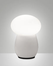 Lampada da tavolo Freddy in vetro soffiato Bianco, attacco E27 40W, interruttore integrato, design elegante e moderno - Freddy Collection