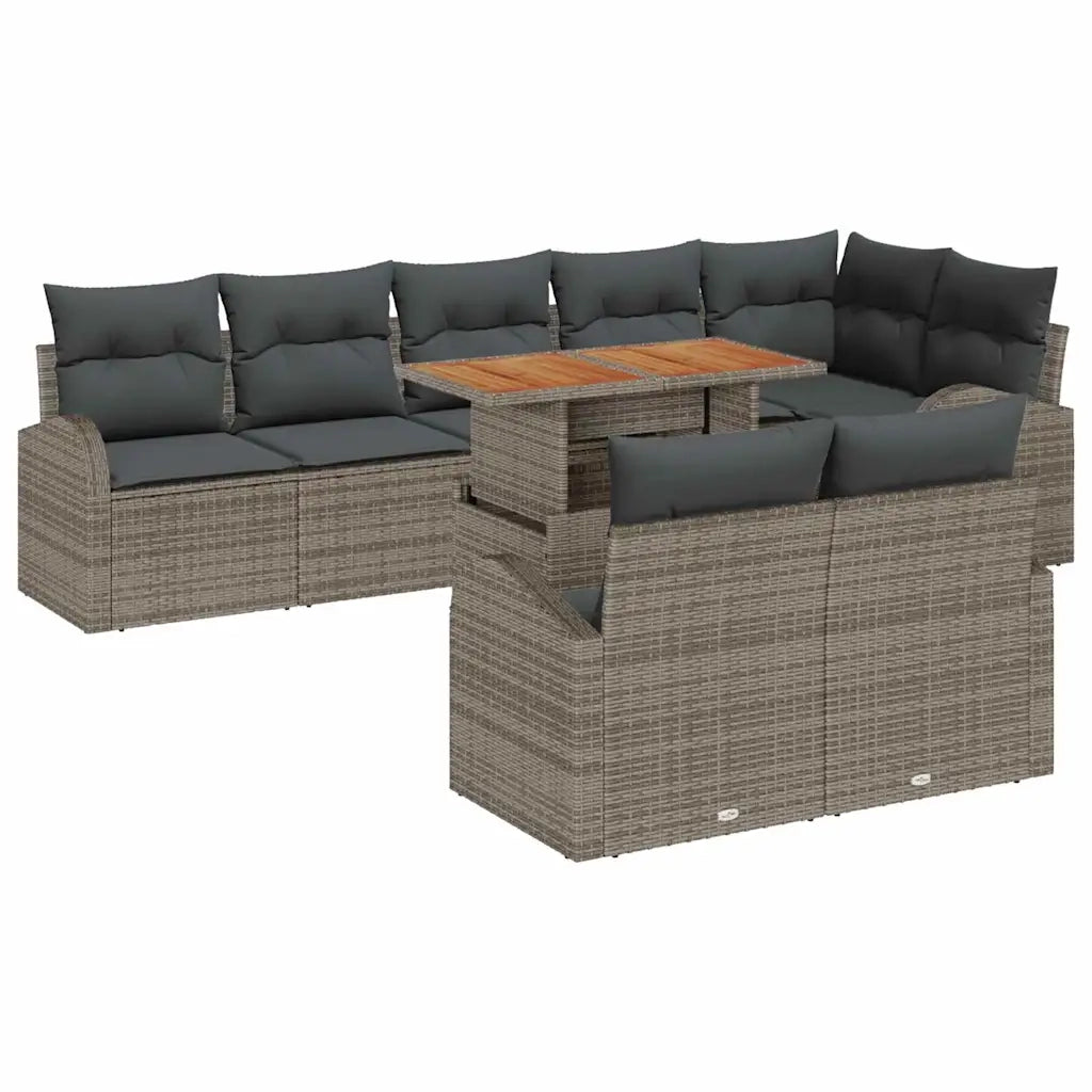 Set Divano da Giardino con cuscino 9 pcs Grigio 3349600