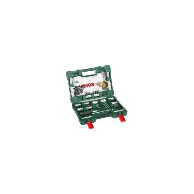 Bosch 2607017195 V-Line Set di Punte e Bit 91 Pezzi in Titanio con Cacciavite a Cricchetto e Asta Magnetica colore Titanio