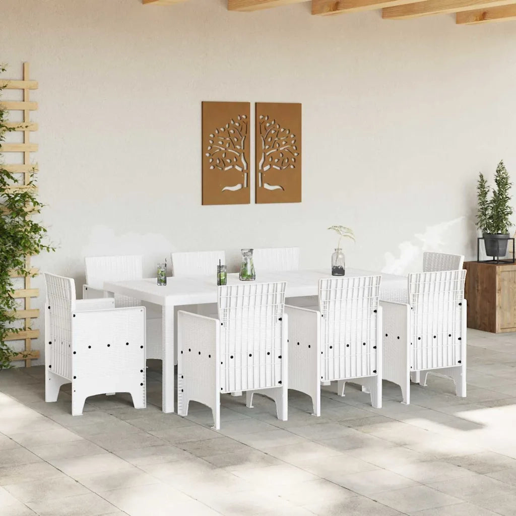 Set da Pranzo per Giardino 9 pcs Bianco Polipropilene 3378584