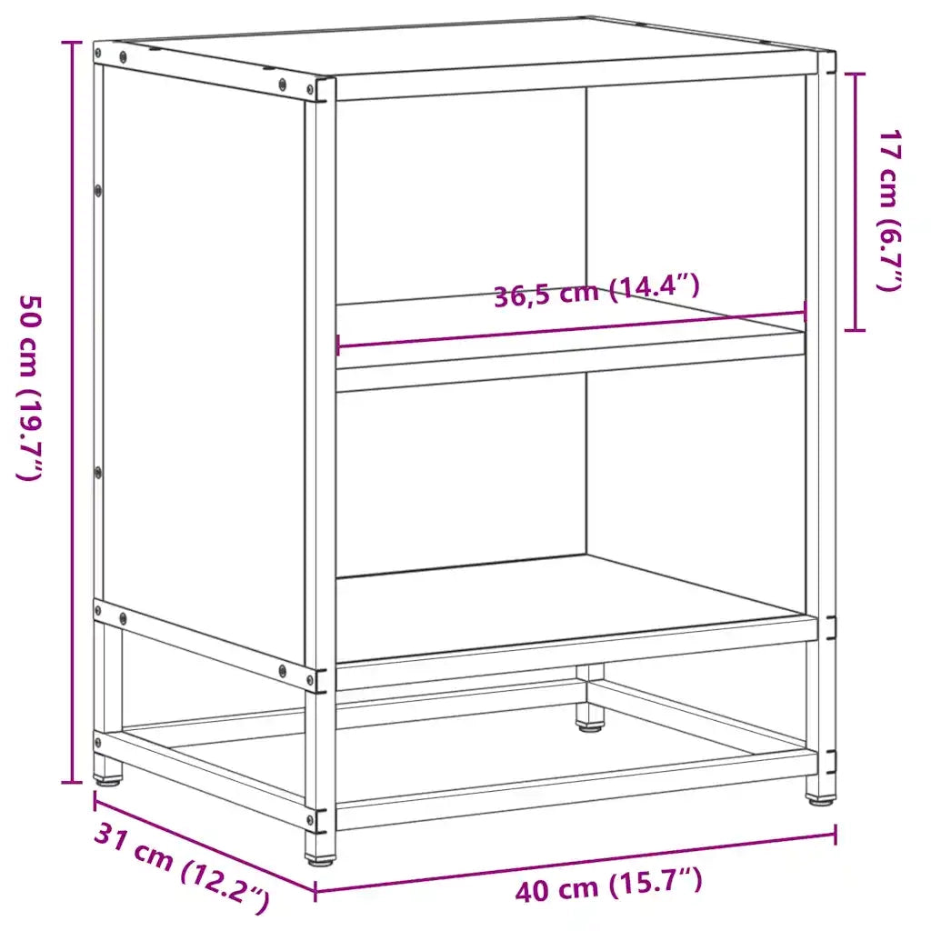 Comodino Nero 40x31x50 cm Legno Multistrato e Metallo 848699
