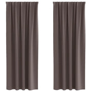 Tende Oscuranti | Tende Blackout con Anelli 2 pz Marrone Scuro 225 x 140 cm