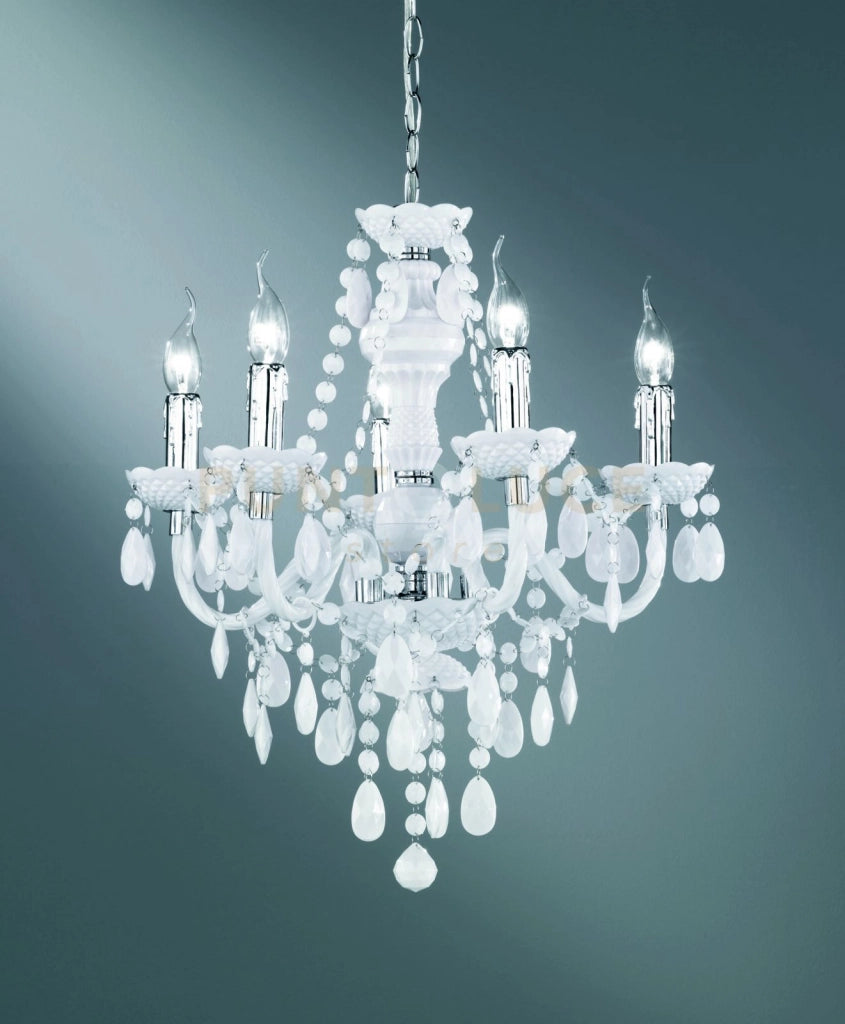 LUSTER LAMPADARIO BIANCO D.52CM 5 LUCI ATTACCO E14
