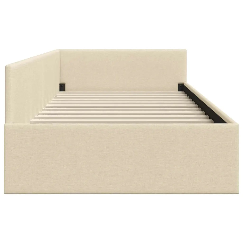 Letto singolo | Letto per adulti | Cornice del letto ad angolo Crema 80 cm x 200 cm Tessuto