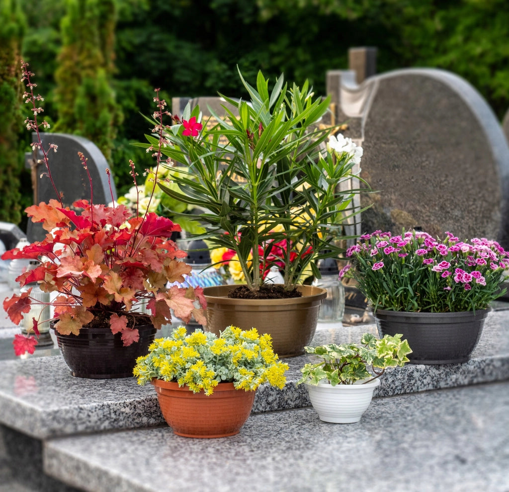 Vaso da fiori in plastica KADAX per cimitero, ideale per crisantemi, 20 cm.