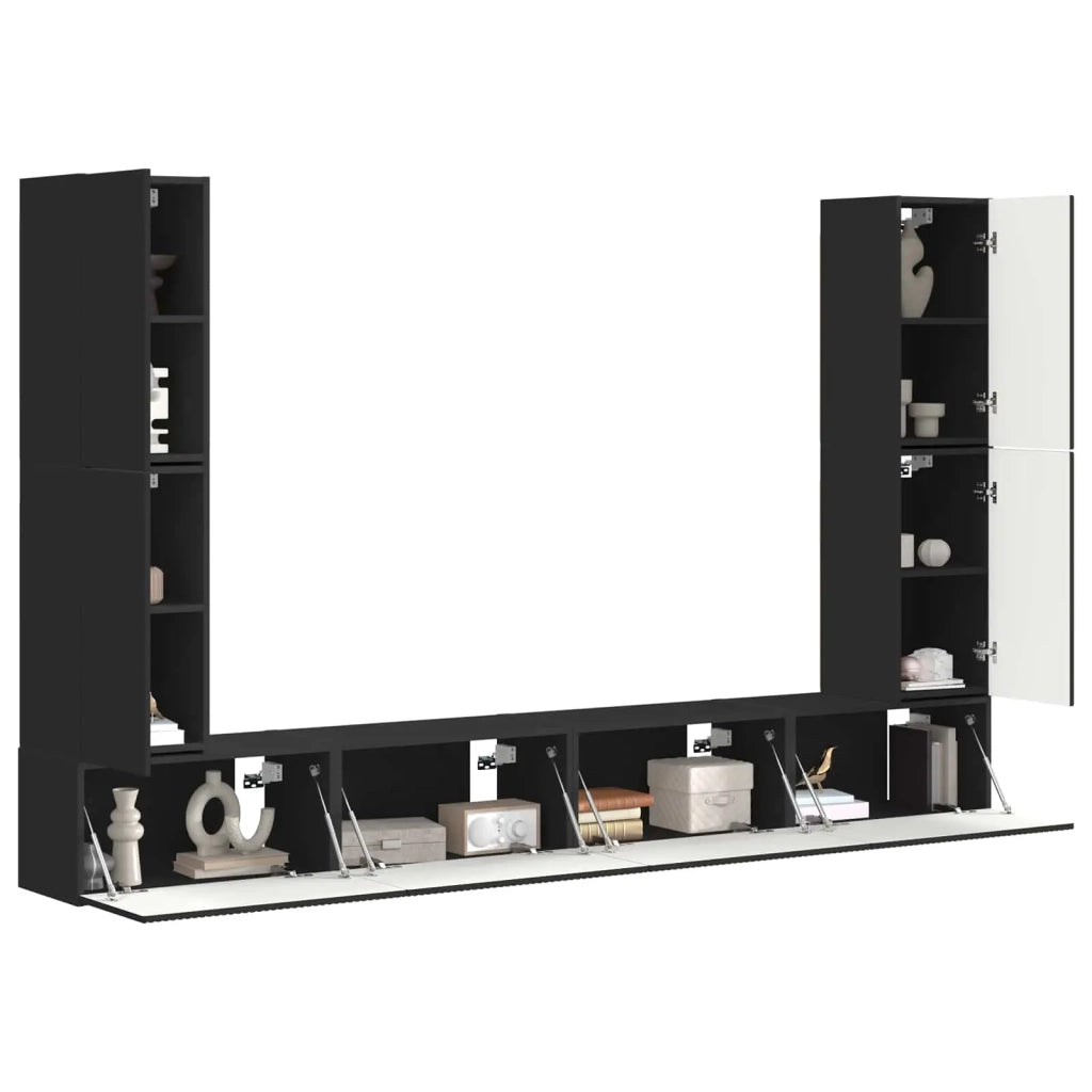 Set mobile TV 8 pcs Nero Legno multistrato 3409133