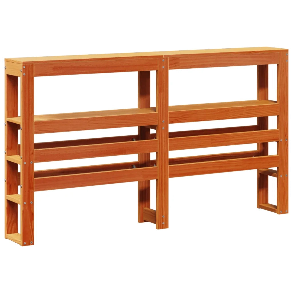 Testiera con Ripiani-Testata contenitore Marrone Cera 150 cm Legno Massello di Pino 318403