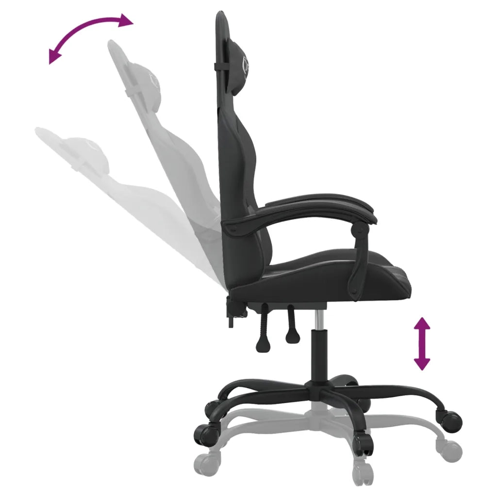 Sedia da Gaming Girevole Nera in Similpelle 349599
