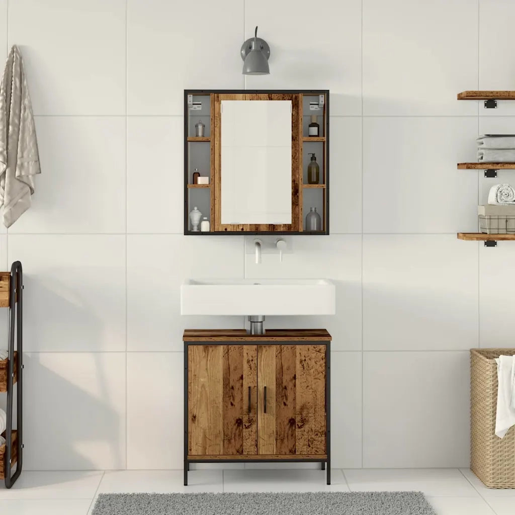Set di mobili per il bagno 2 pcs Marrone Legno multistrato 3332498