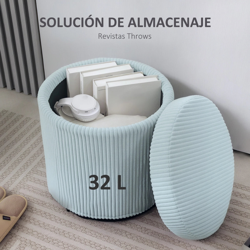 Pouf contenitore rotondo ¨C Xylo ¨C Velluto blu chiaro ?40x41cm