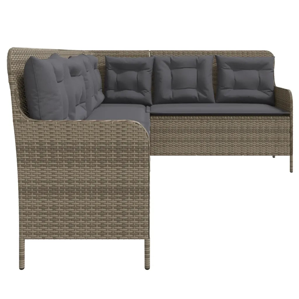 Divano da Giardino con Cuscini a L Grigio in Polyrattan 369002