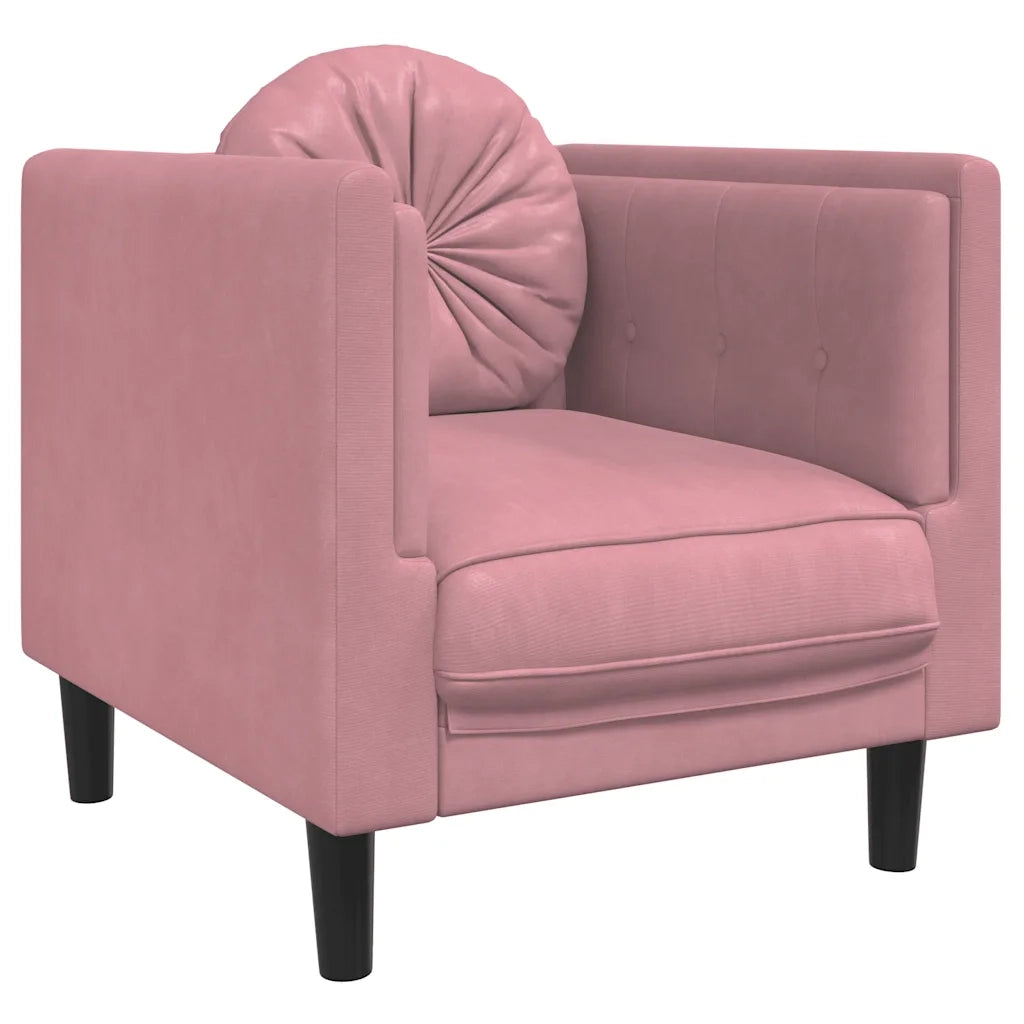 Poltrona | Sedia Relax con Cuscino Rosa in Velluto