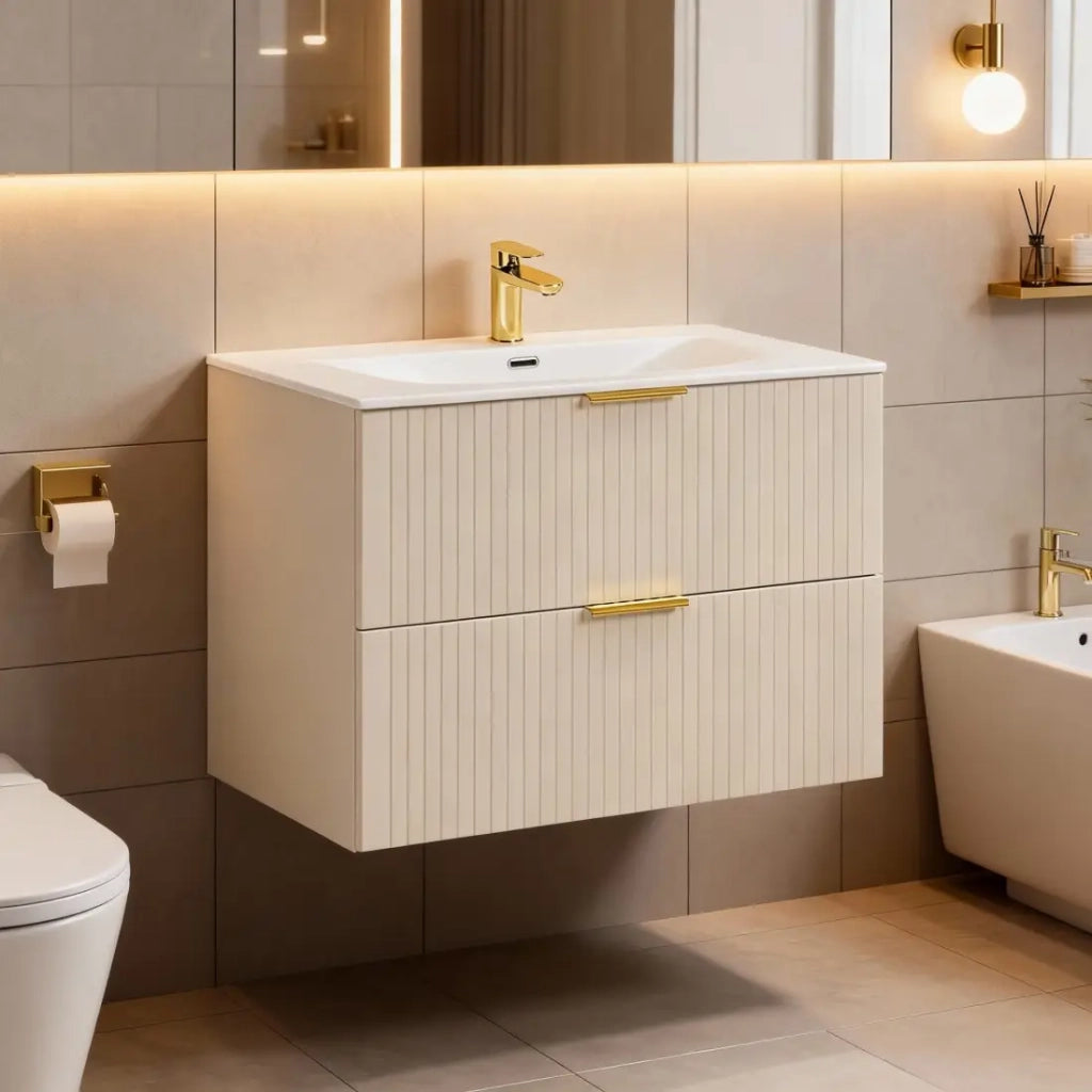 Set da bagno NOXERA 80 cm – Marrone congo – Lavabo incassato