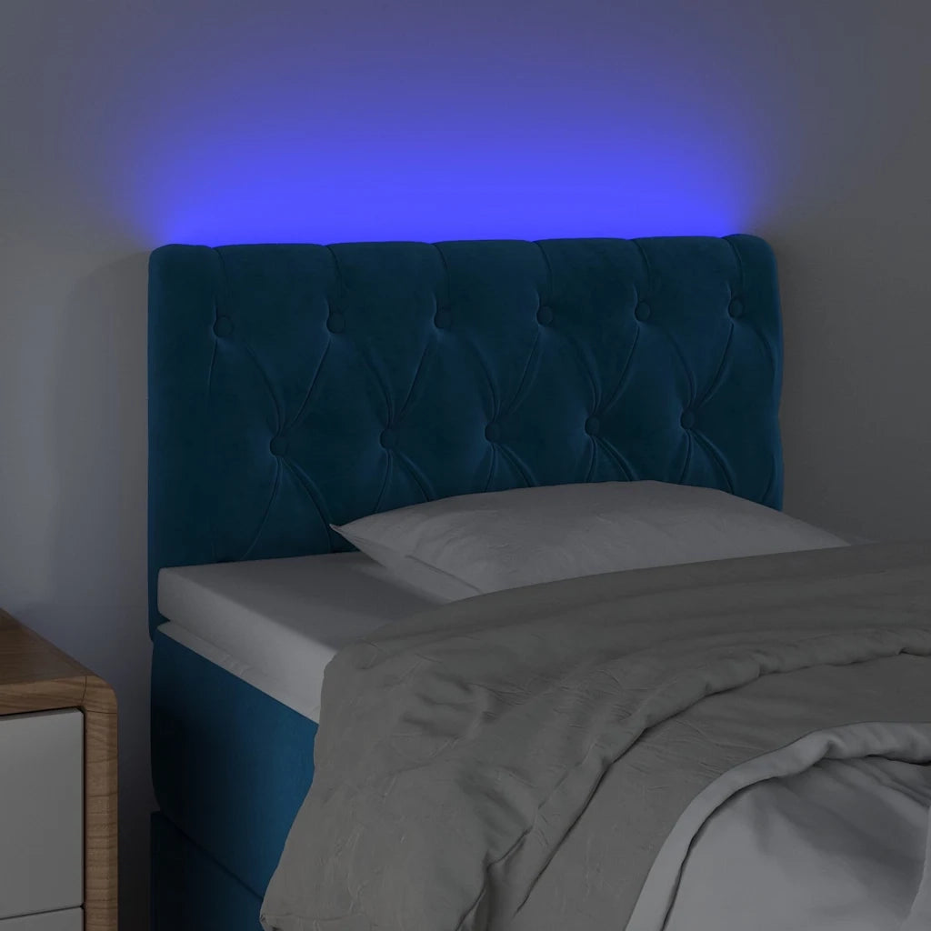 Testiera a LED-Testata con LED Blu Scuro 80x7x78/88 cm in Velluto