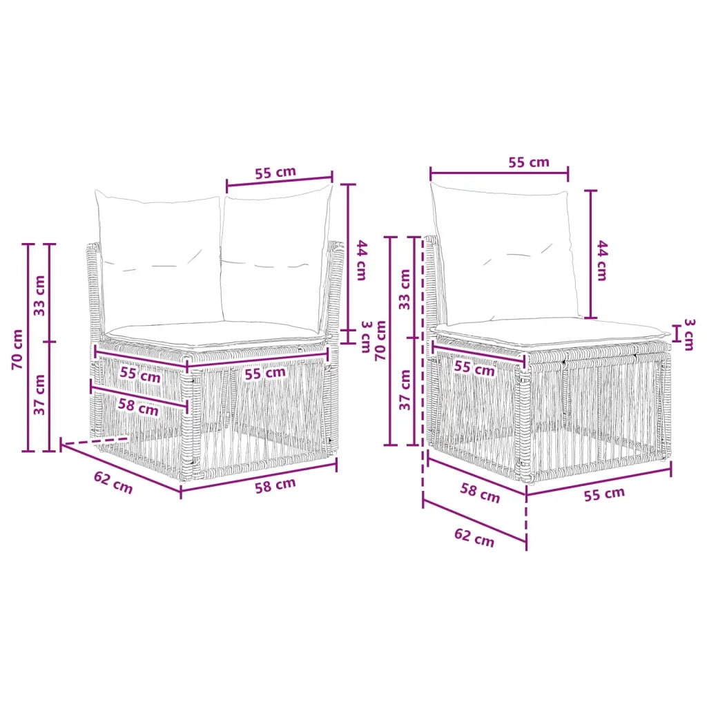 Set Divano da Giardino 7 pz Nero polyrattan 3434164