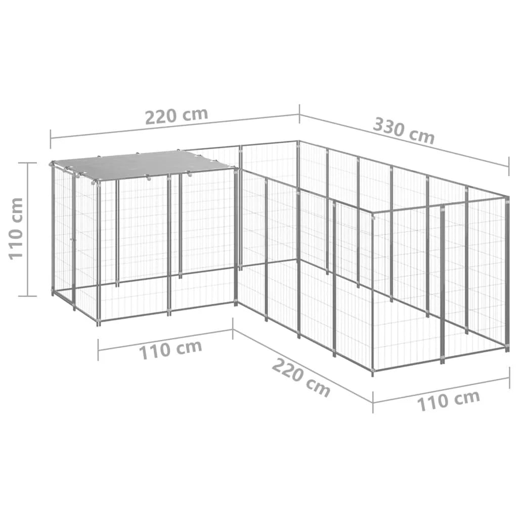 Gabbia per cani da esterno recinto per animali colore argento 4,84 m² acciaio codice 02_0000278