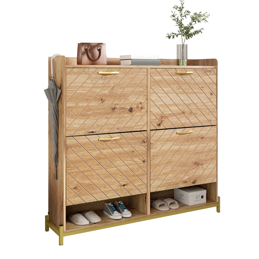 Scarpiera moderna in effetto legno - Zephmum - 4 ante - Compatta e robusta