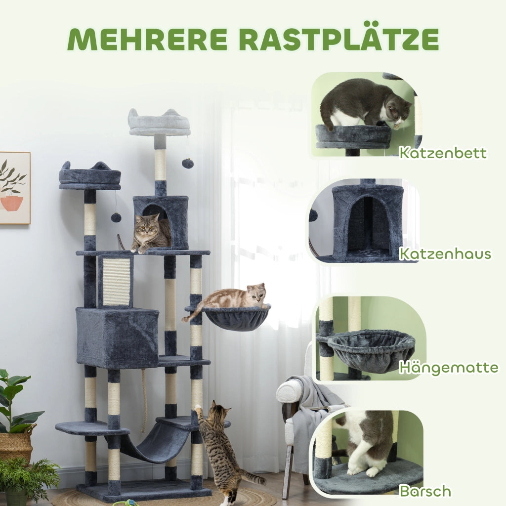 Tiragraffi per Gatti con Piattaforma ¨C Minimal ¨C Grigio Scuro 206 cm